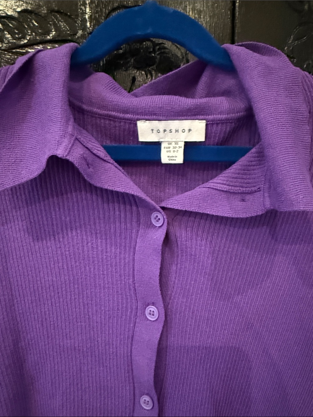 Topshop Purple Ribbed Button Cardigan - Picture 3 of 3